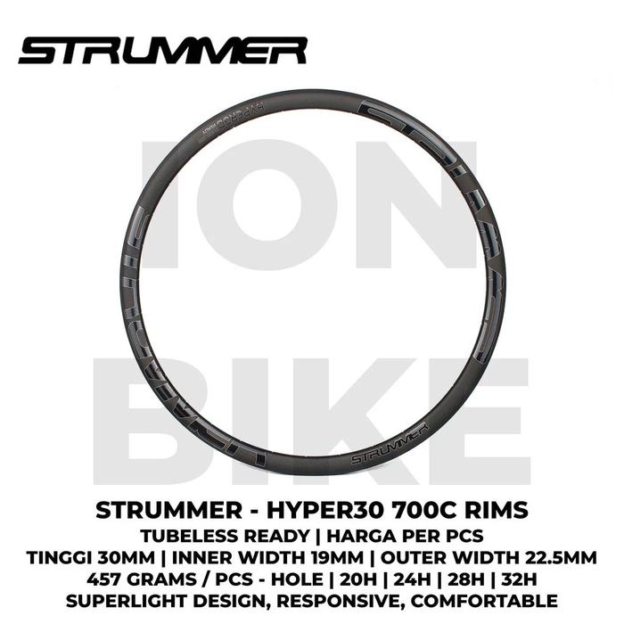 Velg Strummer Hyper30 24 Hole 24H Rim Rims 29 Inch Tubeless Alloy 700c 700 Hyper 30 Superlight H Sep