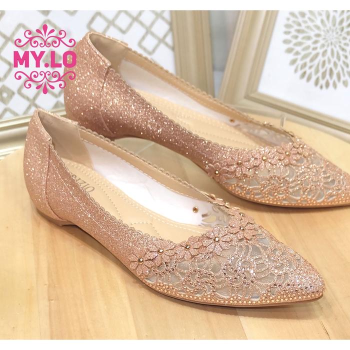 SEPATU PESTA WANITA FLAT SHOES SWAROVSKY BALNANI