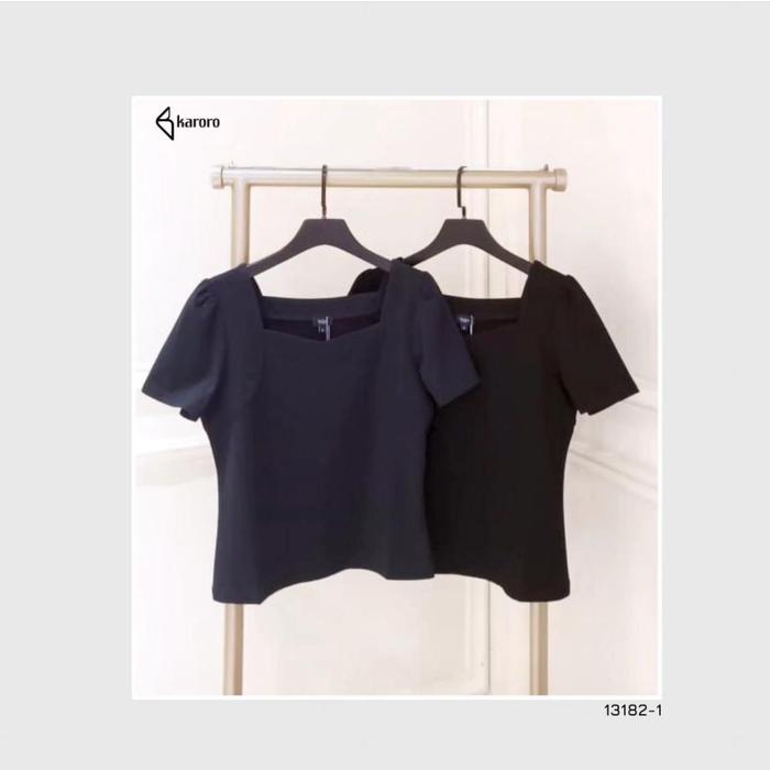 Blouse women nikkou polos leher kotak tangan pendek
