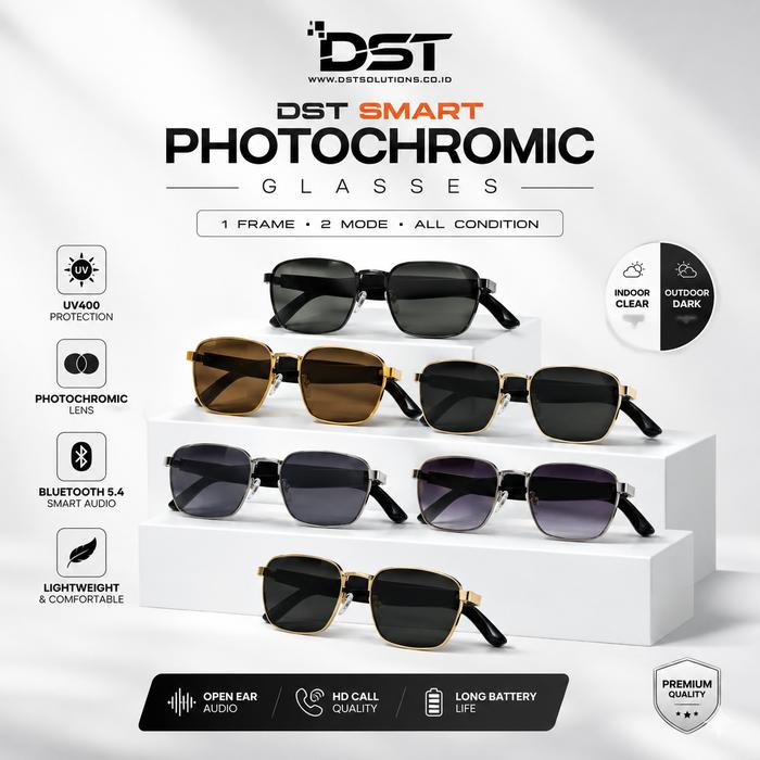 DST Kacamata Pintar HY1003 Stainless Steel Bluetooth 5.4V Polaroid Film TR90 Frame Kaca Mata Sunglas