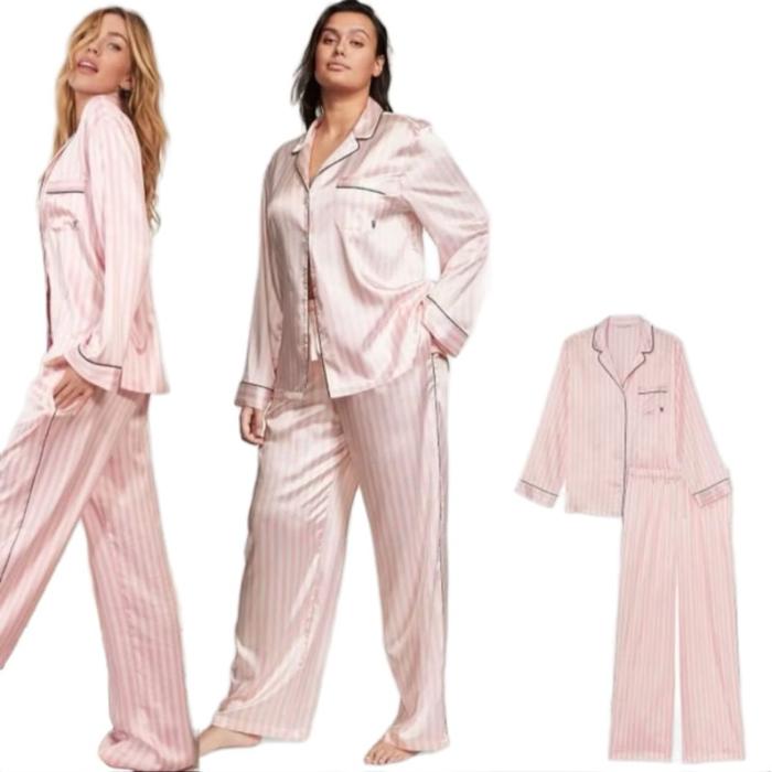 Pajamas set panjang pink strip vs