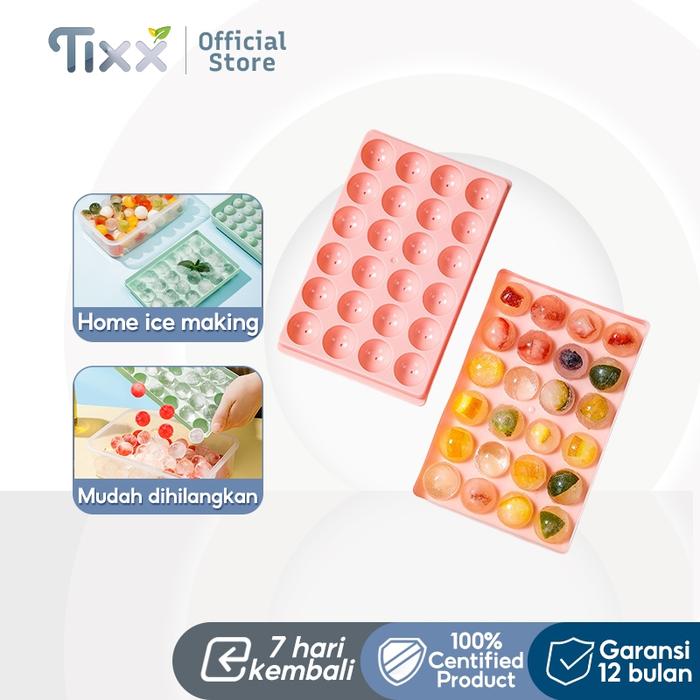 TIXX Es Batu Cetakan Dengan Tutup 24 Grid 1 Tray Ice Cube Maker Wadah Es Batu