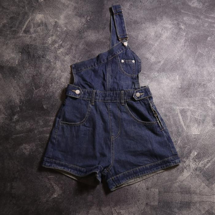 OVERALL EVIS JEANS SHORT SINGGLE DENIM PANTS JUMPSUIT CELANA PENDEK OV18 SIZE S 25 26 27