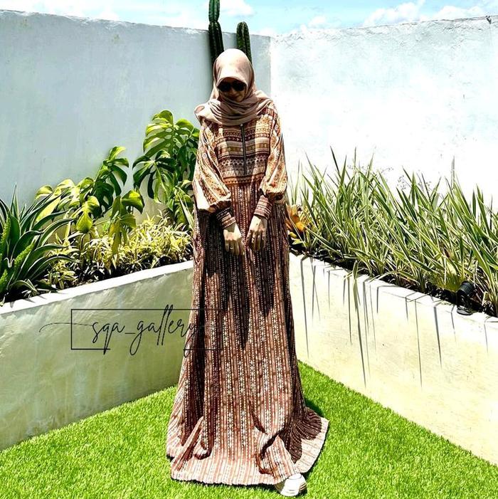 SQA Gallery Kaftan Crinkle Print VIP Motif Unik All Size Fleksibel Cocok Untuk Berbagai Acara Panjan