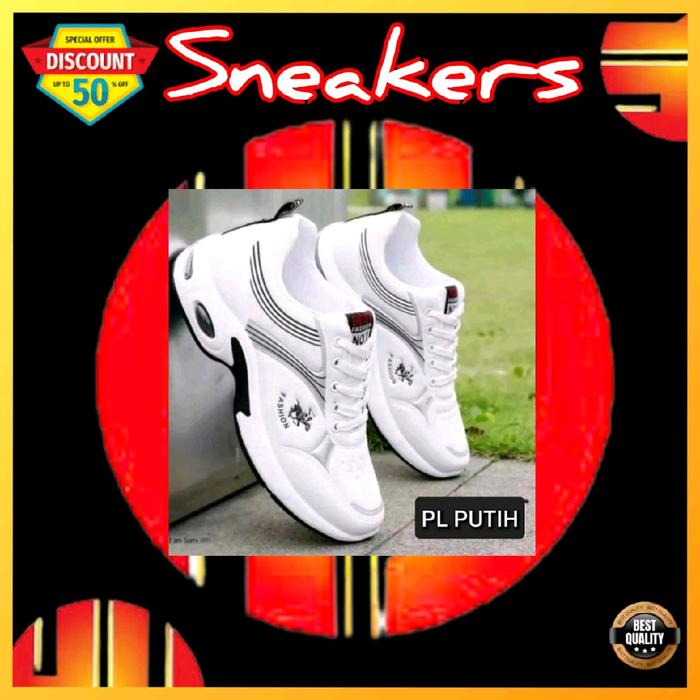 Sepatu Wanita Sneakers Casual Shoes Sport Olahraga Footwear Boot Terbaru PL Putih