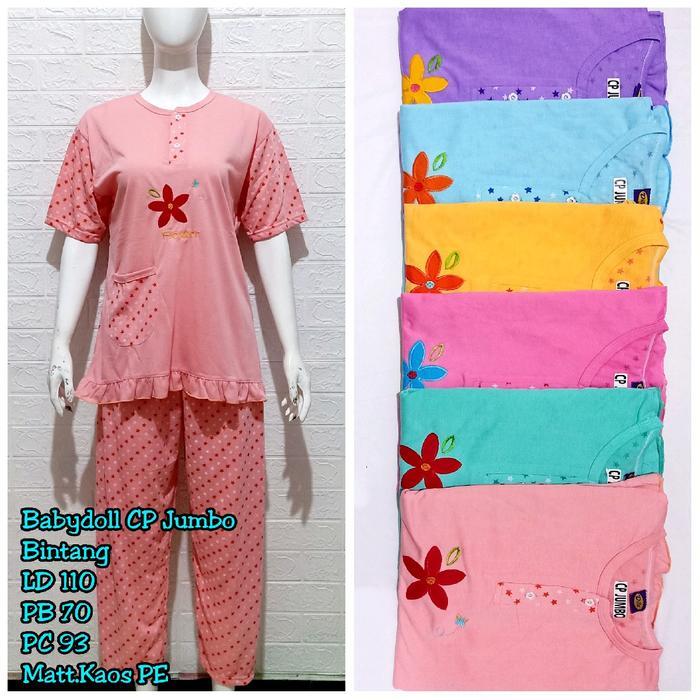 ( Paket Jumbo Combo ) 2 Setelan Babydoll Baju  Tidur Free 1 Daster Wanita Pendek Muat Bb 75 Kg, Moti