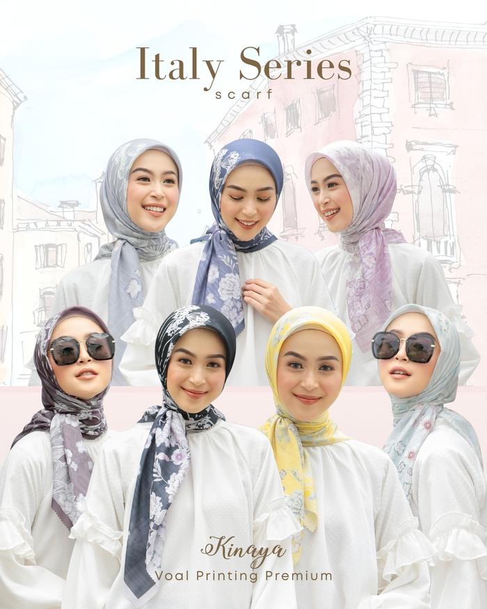 Open PO (Pre-Order) - Kinaya Italy Series (no Box) - Premium voal Printed scarf Hijab square