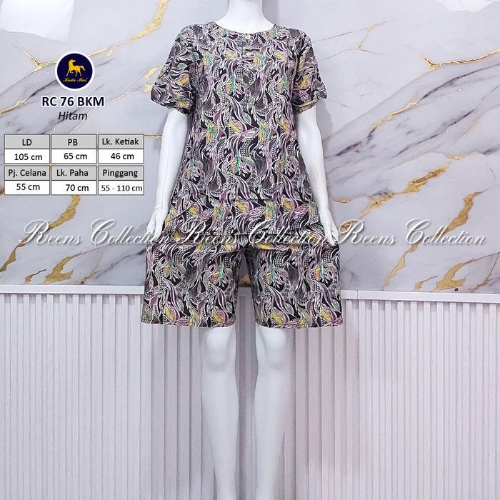 Batik Kuda Mas Setelan RC 76 LD 105cm | Piyama Wanita Celana Pendek Lengan Pendek Busui