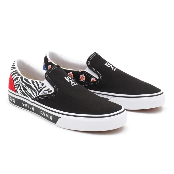 VANS SLIP ON KOREAN TYPOGRAPHY RACING RED TRUE BLUE ORIGINAL RESMI