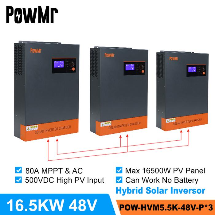 PowMr 16.5KW Hybrid Solar Inverter 48V 220V/380V 3 Phase Inverter