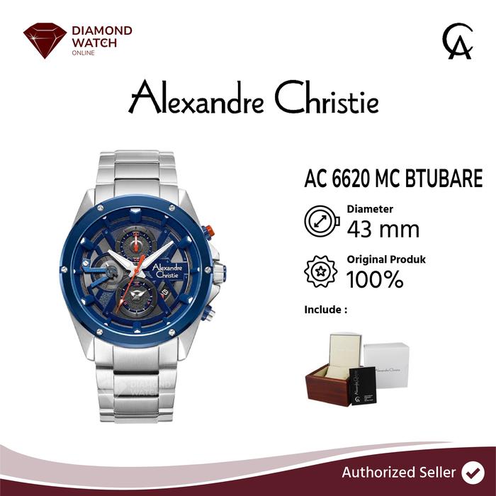 Jam Tangan Pria Alexandre Christie Chronograph AC 6620 MC BTUBARE Men Dual Tone Dial Stainless Steel