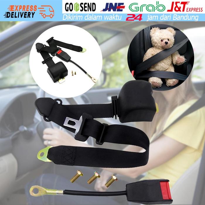 3 Point Tali Sabuk Pengaman Mobil Otomatis Kursi Jok Depan Safety Seat Belt Roll Automatic Harness L