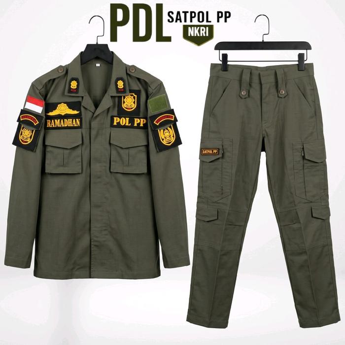 PDL SATPOL PP NKRI Premium Ripstop Tornado | Bordir Komputer 3D | Seragam Pol PP Lengkap Atasan Cela