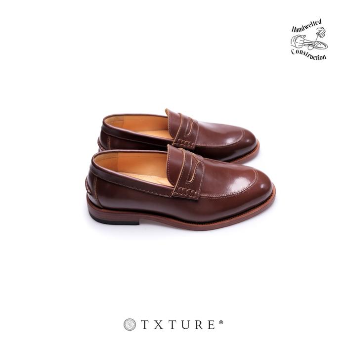 TXTURE - Sepatu Kulit Pria Wanita - Loafers shoes - Red Brown