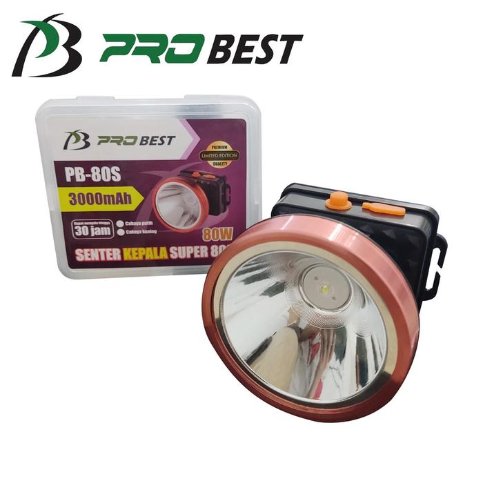 PROMO Senter Kepala Cas 80W Super Terang / Senter Kepala PROBEST 80 / 50 / 30 Watt 3000mAH Best Sell