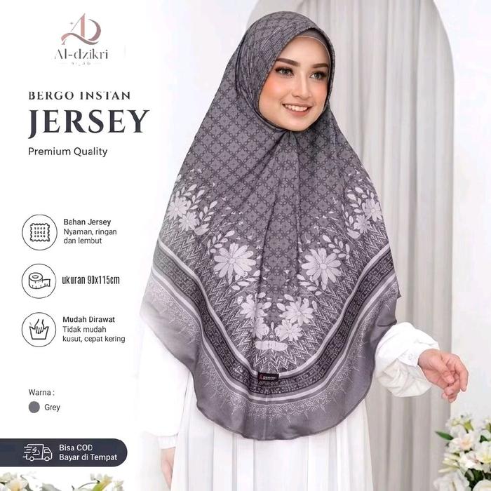 Al-dzikri Hijab Jilbab Bergo Instan Jersey Jumbo Printing Ukuran XXL terbaru 2026 Kerudung Wanita De