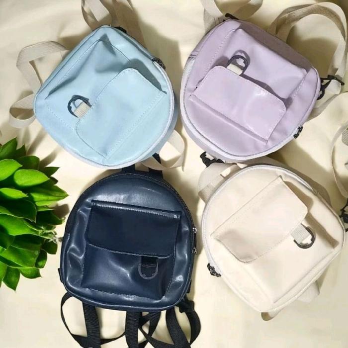 Tas Ransel mini Wanita Trendy / Tas Ransel Miniso Anti Air Kulit PU Backpack