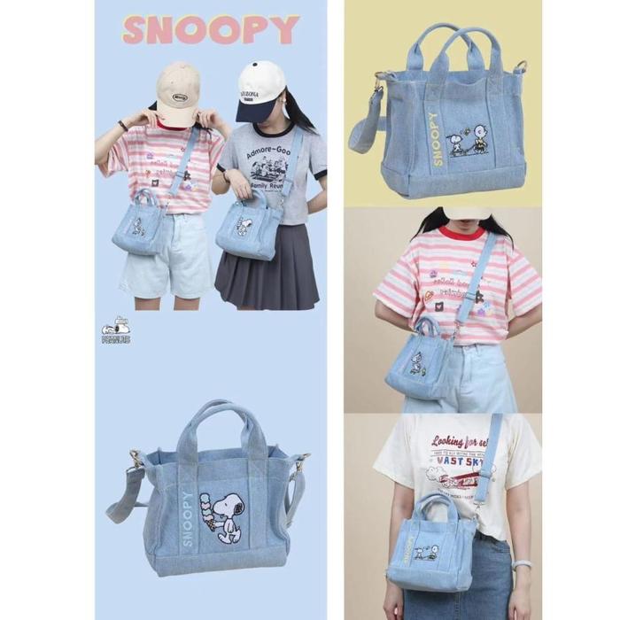 TAS TENTENG SELEMPANG JEANS SNOOPY UK 20X11X15