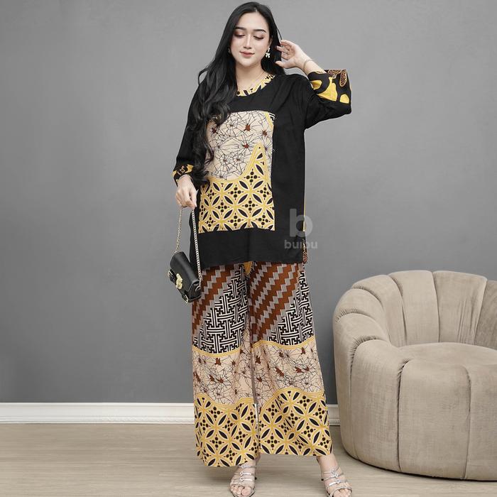 Setelan Sabita One Set Rayon Batik Abstrak Piyama Baju Tidur Modis