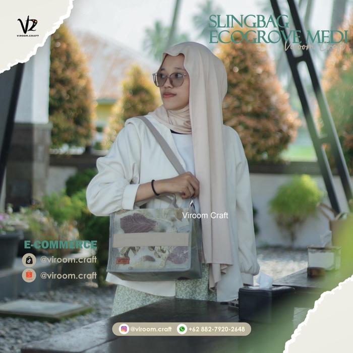 Slingbag Ecogrove Series Medi | Tas Ecoprint | Premium Canvas Ecoprint