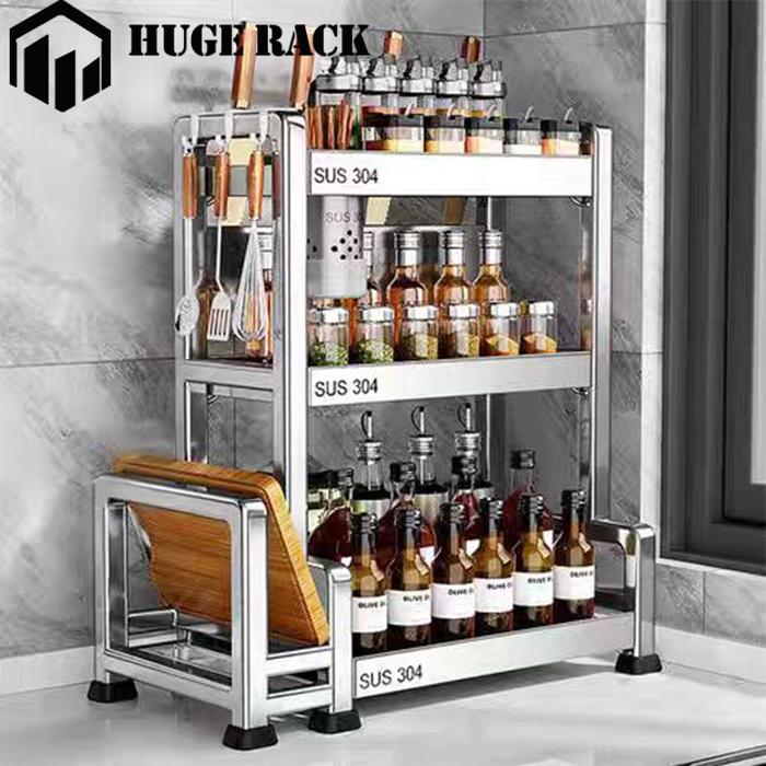 Rak dapur stainless Rak Bumbu Dapur Rak Bumbu Stainless Steel rak bumbu dapur estetik Tempat bumbu d