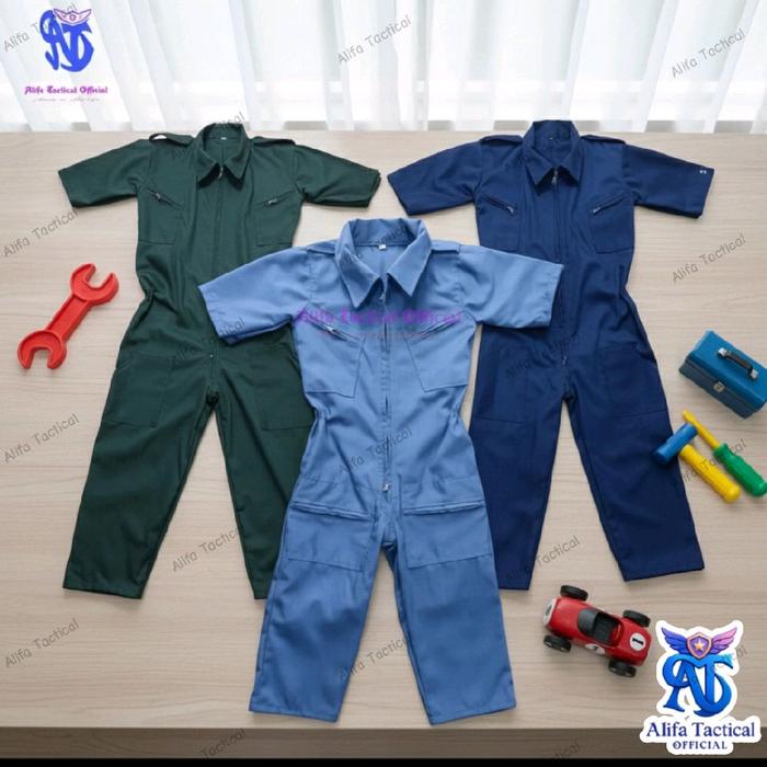 Baju Montir Anak Wearpack Profesi Mekanik Anak Lengan Pendek