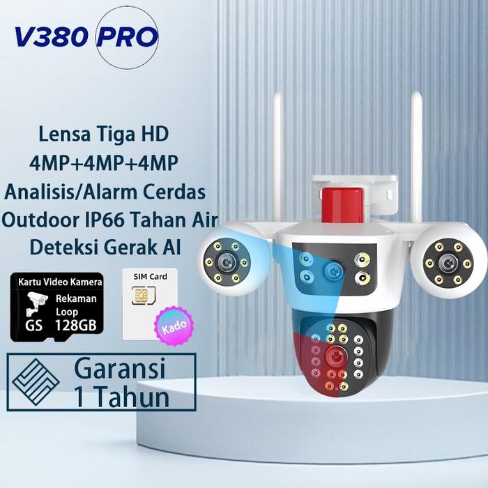 V380 Pro Cctv 3 Kamera 12Mp Ultra Hd Mode Malam Secara Otomatis Mendeteksi Alarm Yang Tidak Normal