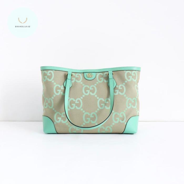 GUCCI OPHIDIA GG MEDIUM TOTE BAG GREEN