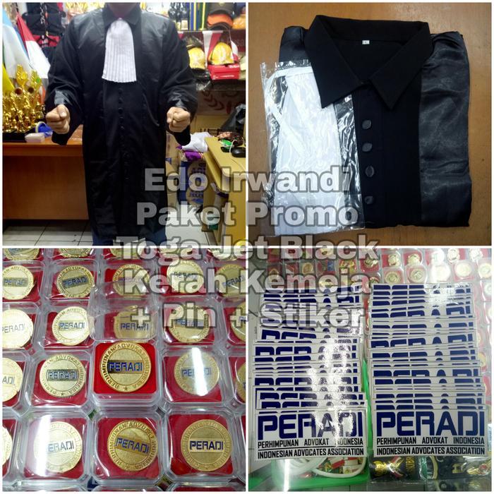 Toga Advokat Pengacara Jaksa Jet Black + Stiker Pin Peradi