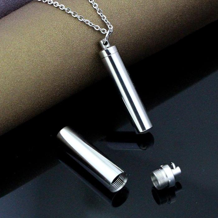 KALUNG TITANIUM PRIA WANITA MODEL LIONTIN TABUNG TERLARIS