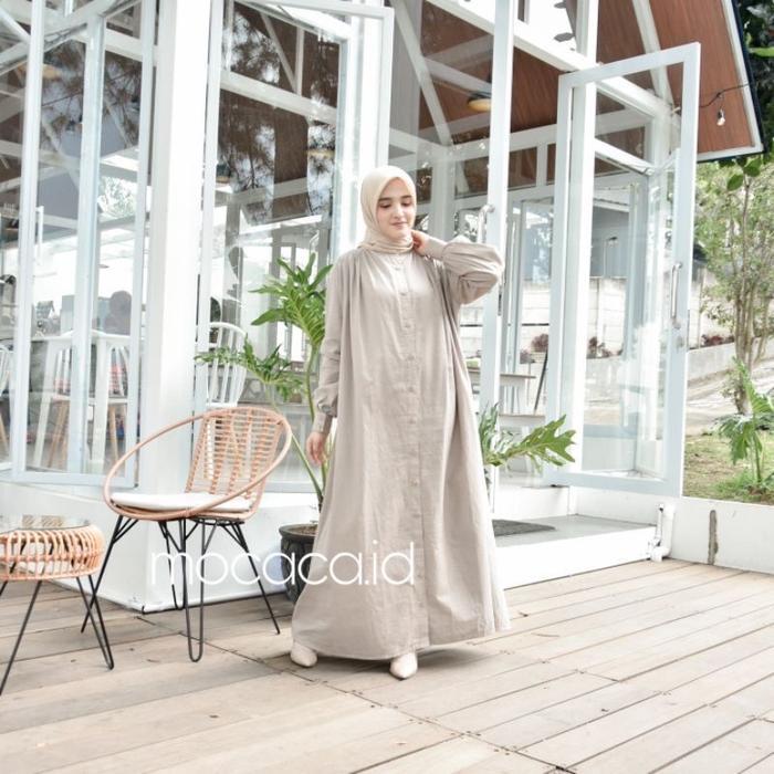 Dress dovey oversize linen premium mocaca Gamis Kain Katun Muslim Simple Seragam Wanita Basic Panjan