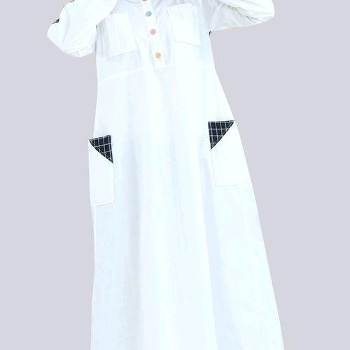 Gamis lunan Go series putih untuk remaja atau dewasa Muslim Wanita