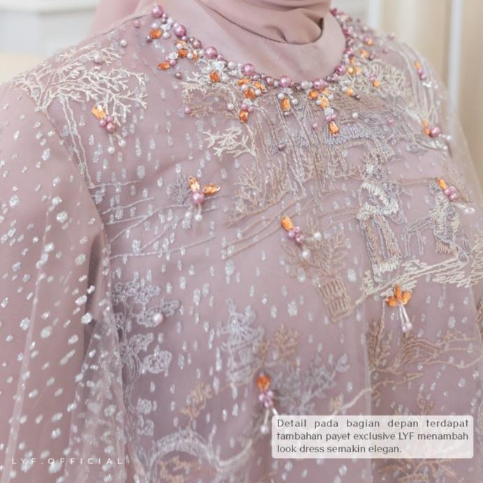 Lyf Official - Dyra Dress - A Line - Gaun - Panjang - Resepsi Lamaran Prewed Lebaran Bukber - Wanita