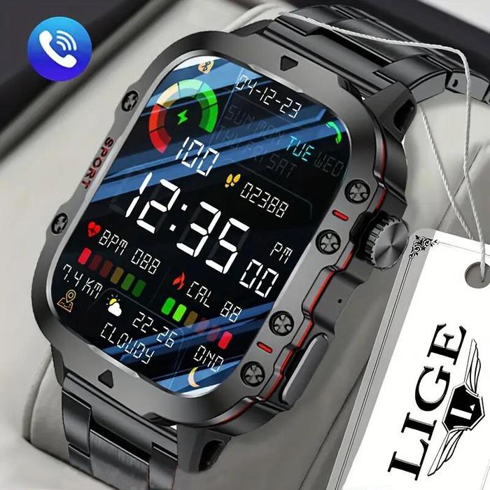 lige Jam Tangan Pintar Pria Olahraga Tahan Air Panggilan Bluetooth Smartwatch