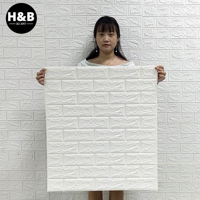 Wallpaper Dinding 3D Foam Motif Batu Bata Pola kartun anak-anak Doraemon Dekorasi Dinding Kamar Mura