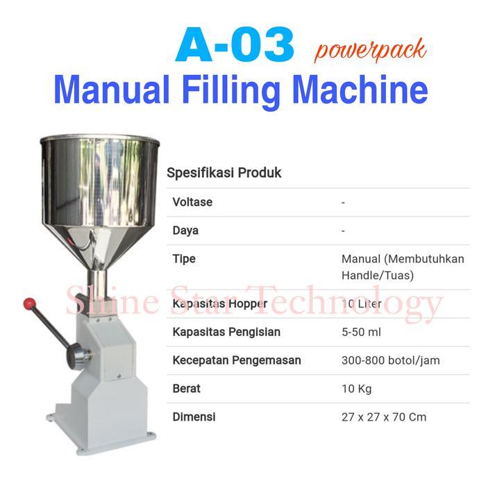Powerpack Liquid Filling Machine  A02 , A03 , A03-50 , A03-100  Mesin Pengisi Botol Cair Liquid MANU