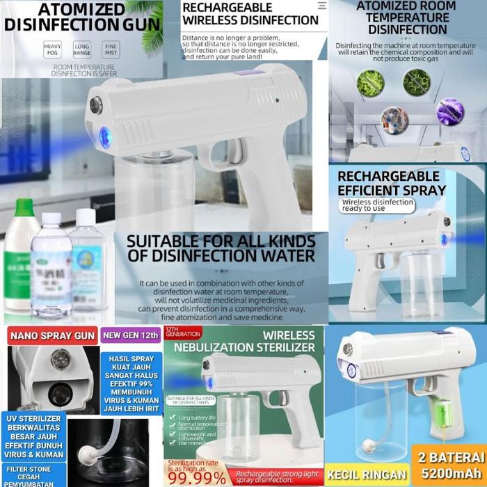 Nano Spray Gun Disinfenctant Wireless Gen 12 Uv Sterilizer Gun Portable Atomizer Fogging Gun