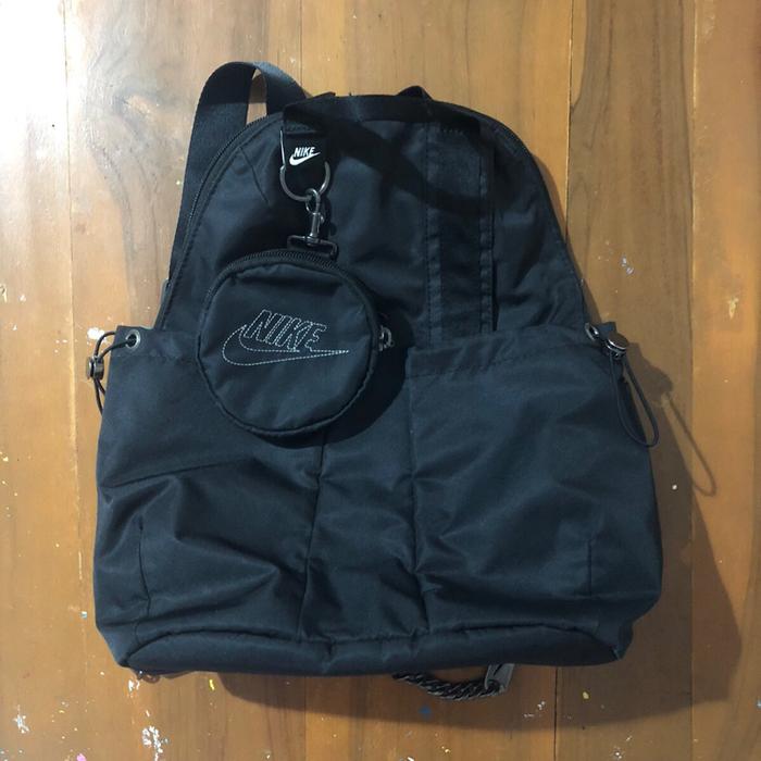 NIKE futura luxe mini backpack black original preloved tas ransel hitam bahan parasut