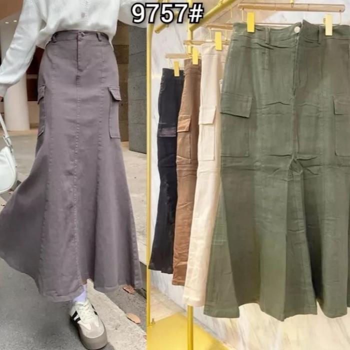 Rok Cargo Soft Jeans Mermaid Warna Hijau