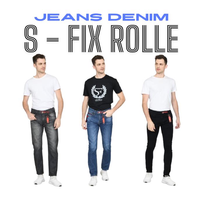 CELANA PANJANG PRIA ORIGINAL STRET SFIX ROLLE SLIM FIT SIZE 28-39 Polos Santai Slim-fitting Katun Je