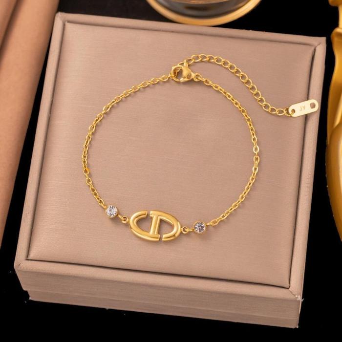 E1 Kalung Gelang Cd Bolong Permata Titanium Asli