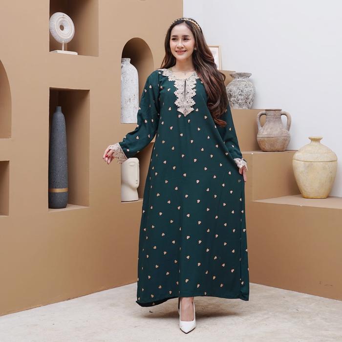 Baju Daster Gamis Long Dress Longdress Arabian Renda Lengan Panjang Murah Busui Menyusui Bumil Resle