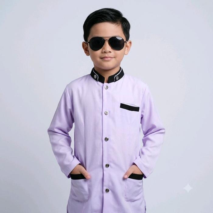 Atasan Anak Laki laki Muslim Baju Koko Jasko Jas Koko Motif Polos Nyaman DiPakai Seragam Mengaji San