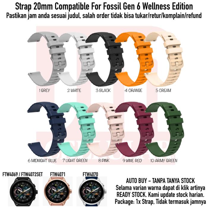 [PREMIER-W] UNB TALI JAM SMARTWATCH 20MM UNTUK FOSSIL GEN 6 WELLNESS EDITION - WATCH STRAP SILIKON R