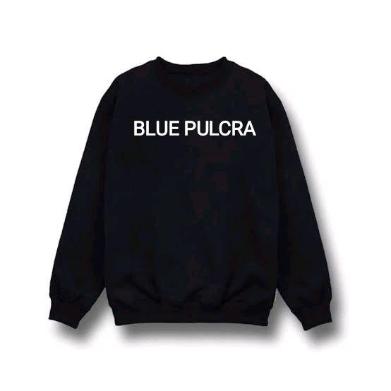 sweater hitam polos blue pulcra 8-9 berbahan katun