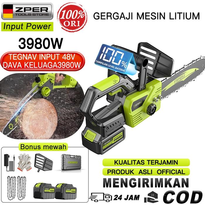 ZPER chainsaw gergaji kayu super tajam gergaji baterai gergaji mesin mini 12 inch pemotong kayu COD
