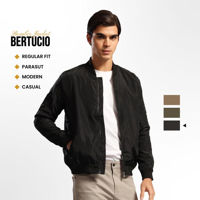Emba Classic - Bertucio Jaket Bomber Pria Material Nylon Regular Fit Casual  Parasut  Nyaman