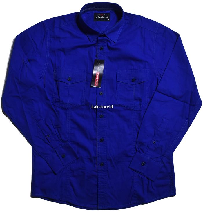 Kemeja Pria D.BRITANO Lengan Panjang Biru Navy Polos KDB 06 #Kemeja Murah Baju Casual