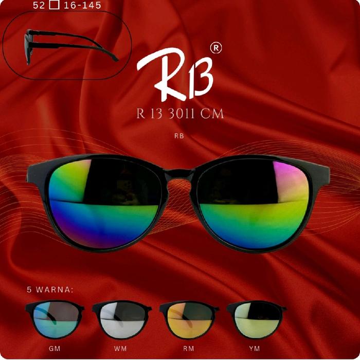 RB Kacamata Hitam R 13 3011 CM dengan 5 Warna GM WM RM YM dan 52 16-145