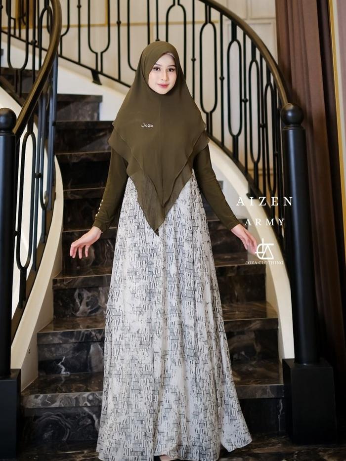 Joza - Aizen Series [Eid Adha Series] | Dress Set Khimar | Dress Babydoll Armani Digital Printing | 